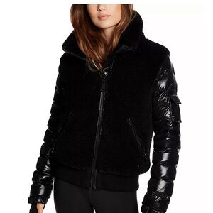 SAM. Black Faux Fur and Quilted Puffer Jacket